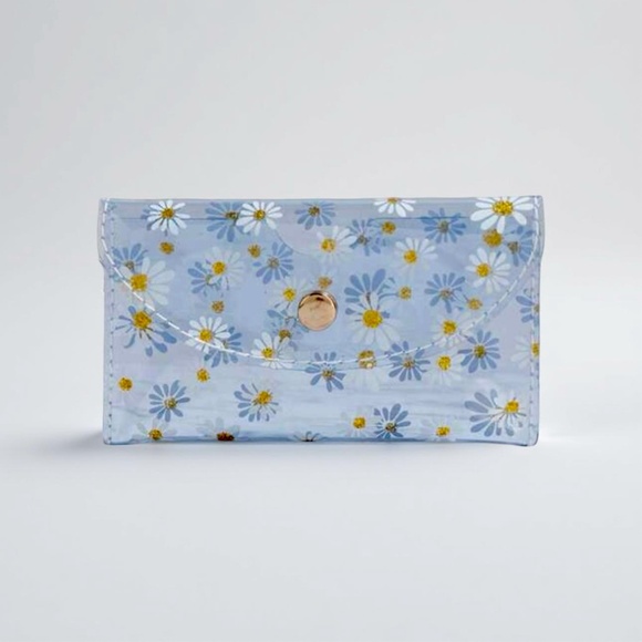 Florals Clear Card Case Wallet in light blue - Picture 3 of 4